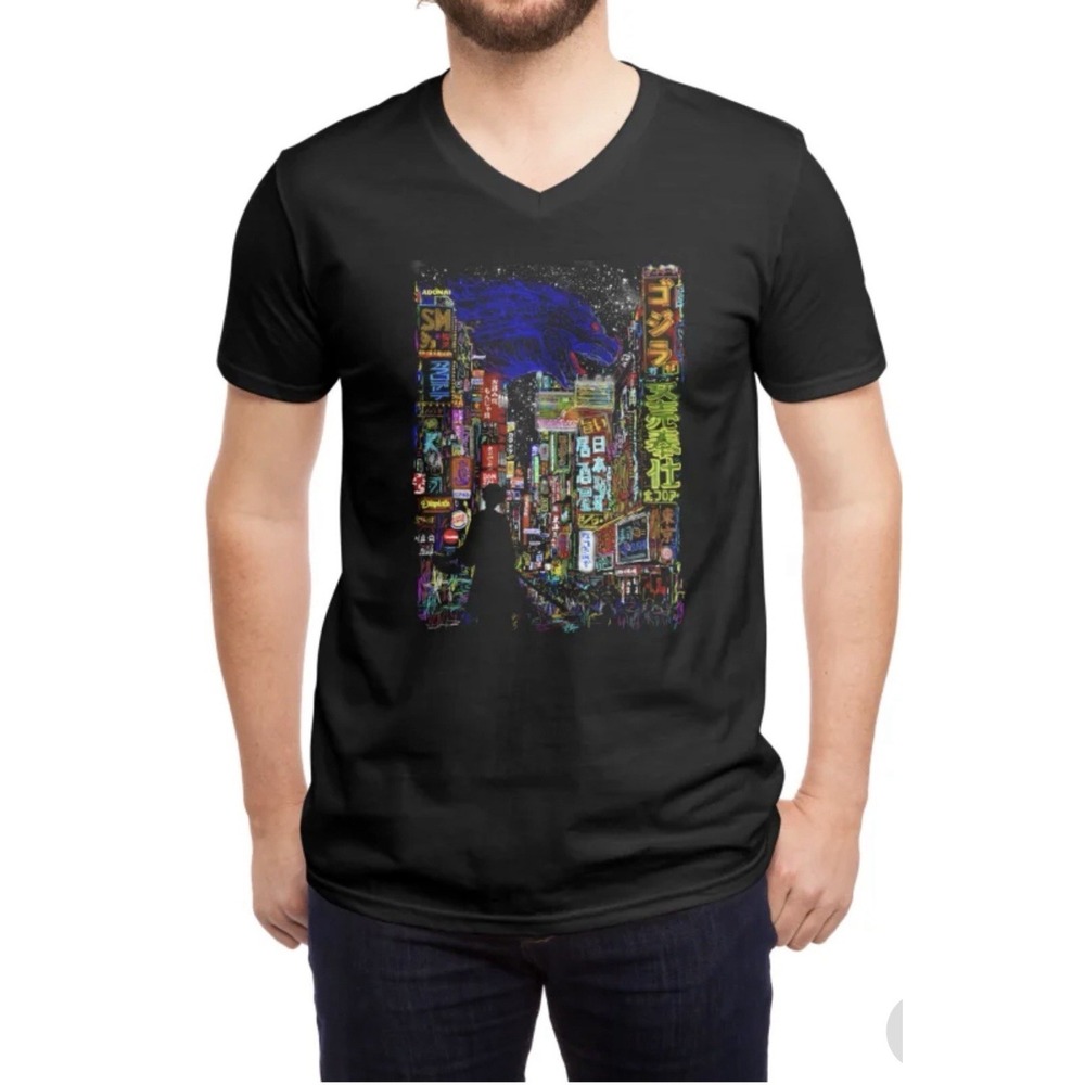 Threadless Design by Kooky Love Kaiju City Graphic T-shirt Medium